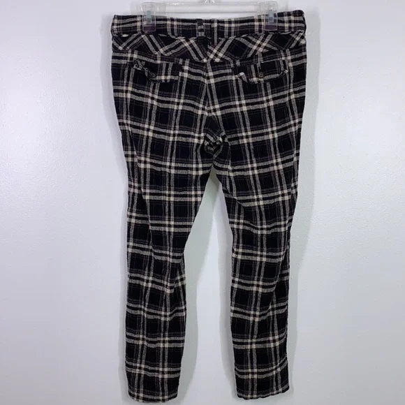 Free People plaid textured high waisted trouser pants size 8 - Picture 3 of 8